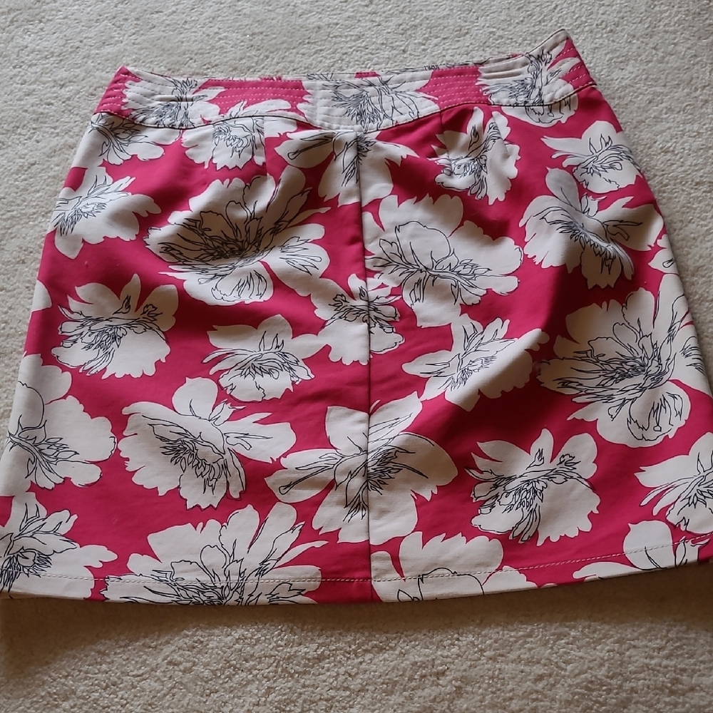 Ann Taylor Red Floral Mini Skirt
